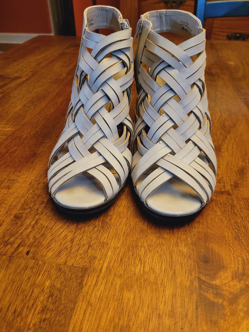 easy street White Woven Peep-Toe Ankle Booties